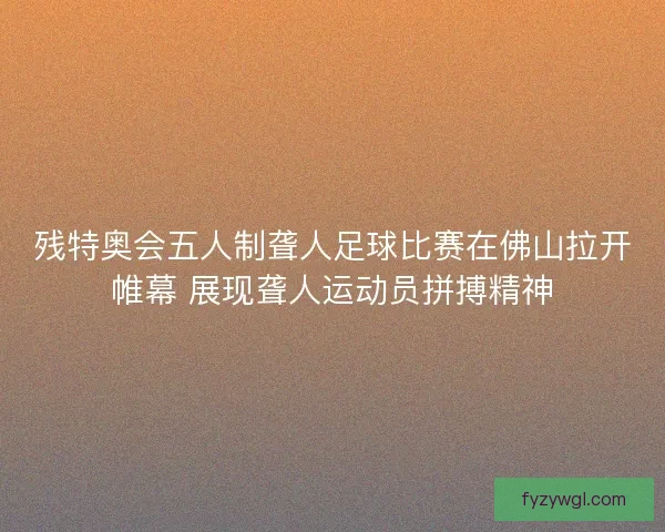 残特奥会五人制聋人足球比赛在佛山拉开帷幕 展现聋人运动员拼搏精神