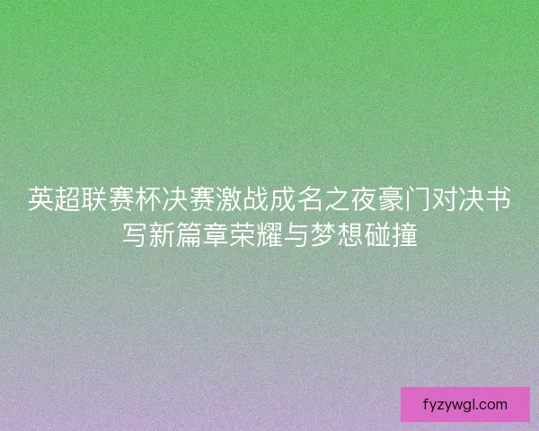 英超联赛杯决赛激战成名之夜豪门对决书写新篇章荣耀与梦想碰撞