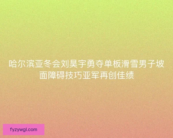 哈尔滨亚冬会刘昊宇勇夺单板滑雪男子坡面障碍技巧亚军再创佳绩