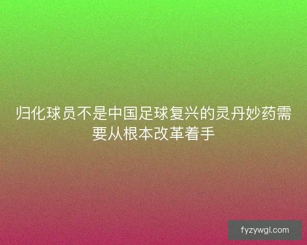 归化球员不是中国足球复兴的灵丹妙药需要从根本改革着手
