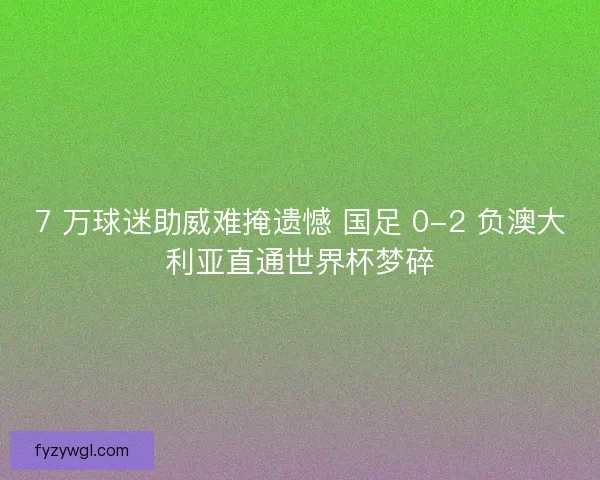 7 万球迷助威难掩遗憾 国足 0-2 负澳大利亚直通世界杯梦碎