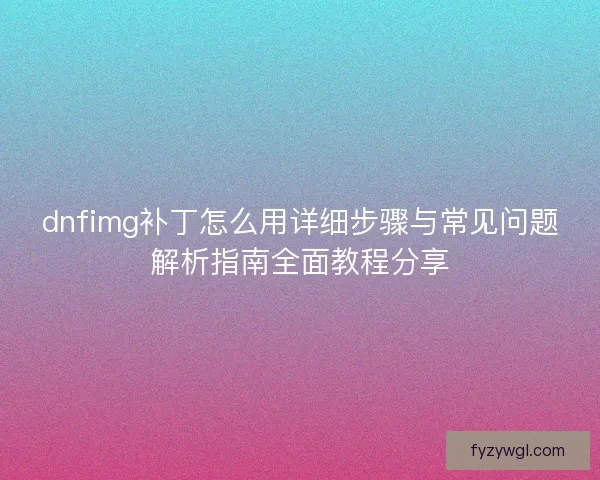 dnfimg补丁怎么用详细步骤与常见问题解析指南全面教程分享 dnfimg补丁怎么用详细步骤与常见问题解析指南全面教程分享