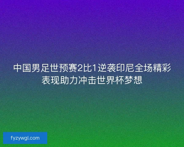 中国男足世预赛2比1逆袭印尼全场精彩表现助力冲击世界杯梦想 中国男足世预赛2比1逆袭印尼全场精彩表现助力冲击世界杯梦想